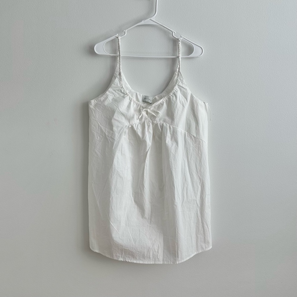Deiji Studios Double V Babydoll Cotton Poplin Mini Dress White Size M NWT